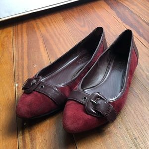 Franco Sarto Suede Burgundy Flats Size 8.5